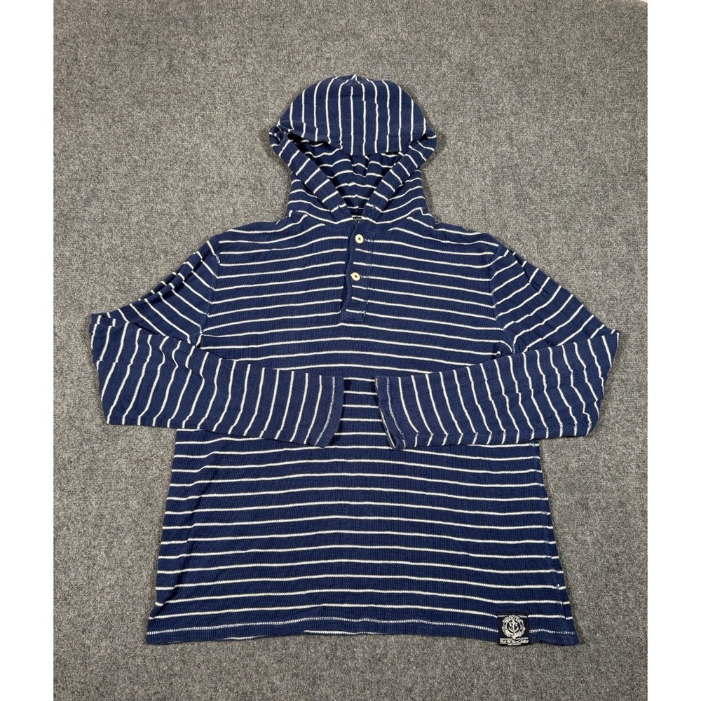 Vintage Polo Ralph Lauren Sweater Mens Large Blue Hoodie Merchant Sailor Henley